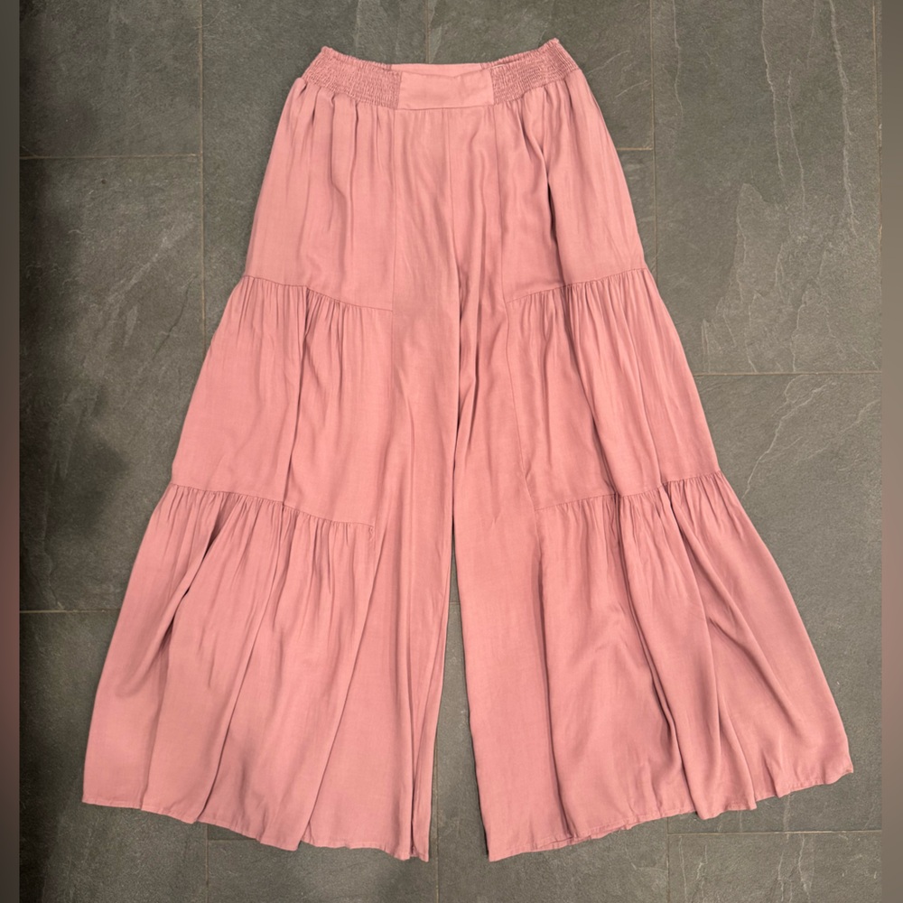 Pink Flowy Wide Leg Trousers